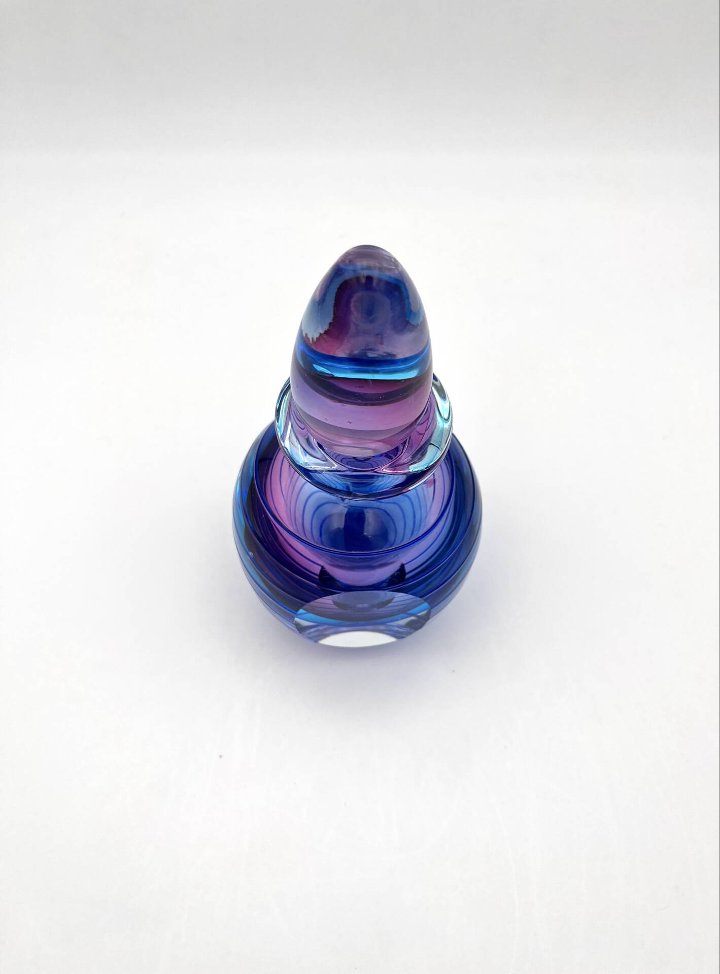 Murano Sommerso Perfume Bottle Signed with Polished Glass Faces 19cm