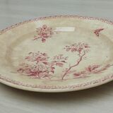 Plat rond en terre de fer de Gien modèle Aubépine rose