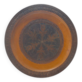 Assiette en bois sculptée à la main vintage des années 1960 - Motif floral et spirale complexes