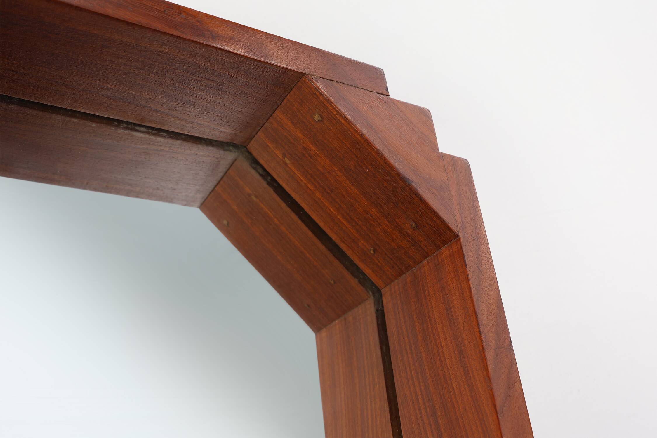 Geometric octagonal wooden Art Deco mirror, Italy ca. 1925