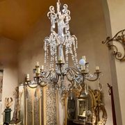 Italian Cut Crystal and Glass Beads Cage Chandelier, 1800s
