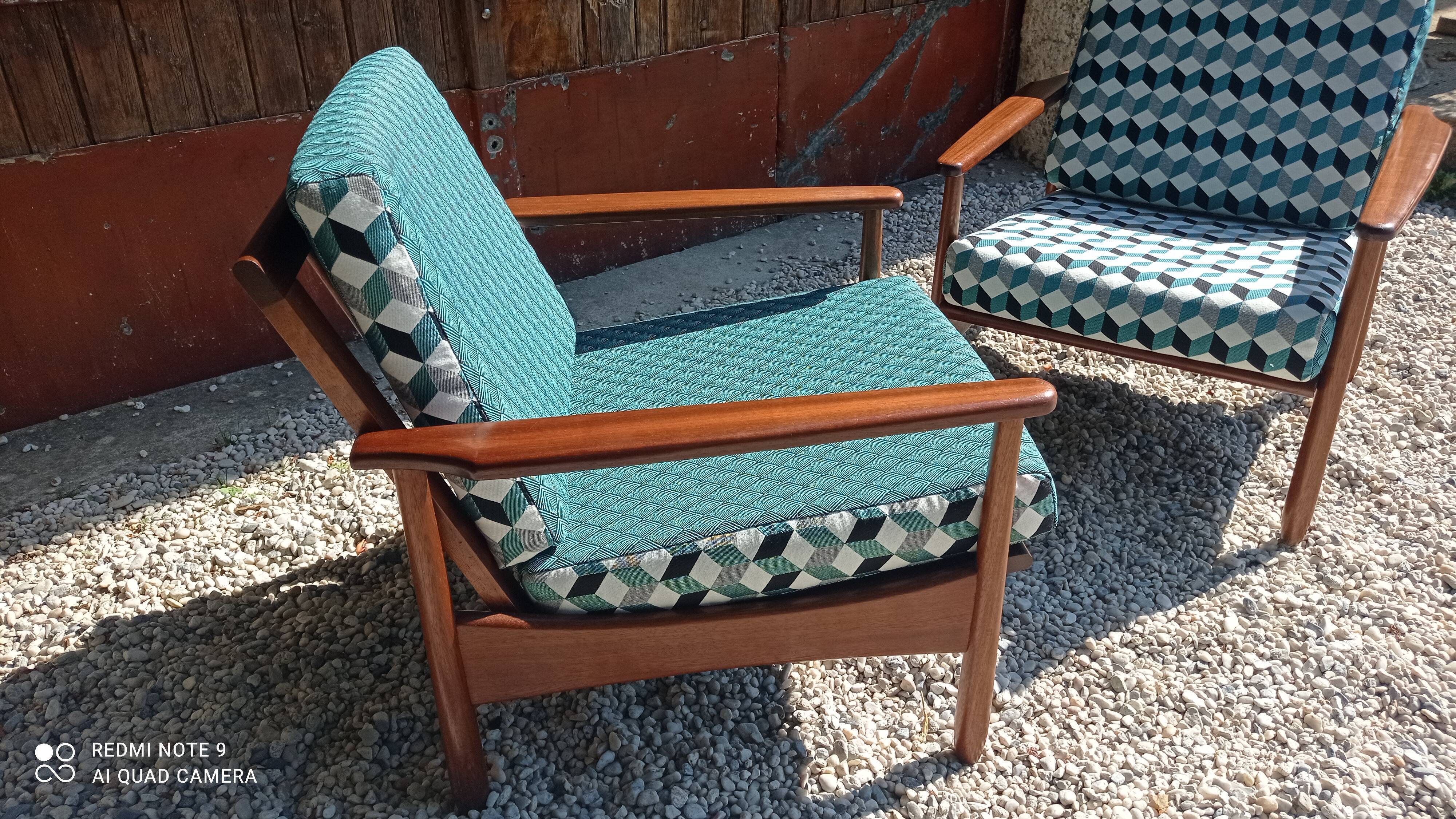 Teak armchairs