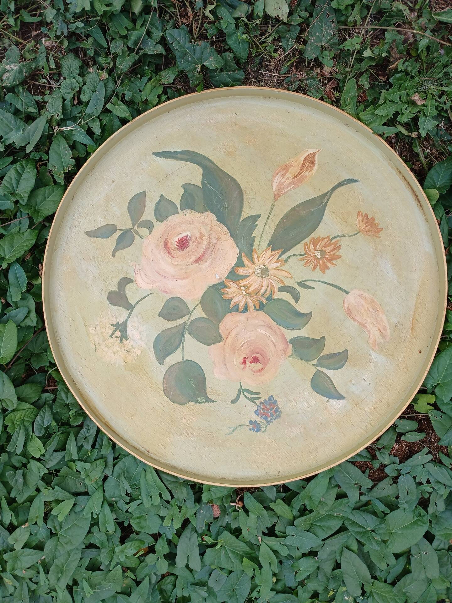 Large ancient wooden platter