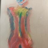 Nude drawing of pastel back on cardboard signed EB 07