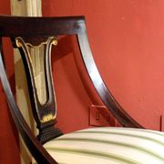 18th Century French Directoire Mahogany Chairs with Silk Blend Upholster Fabric, Set of 4