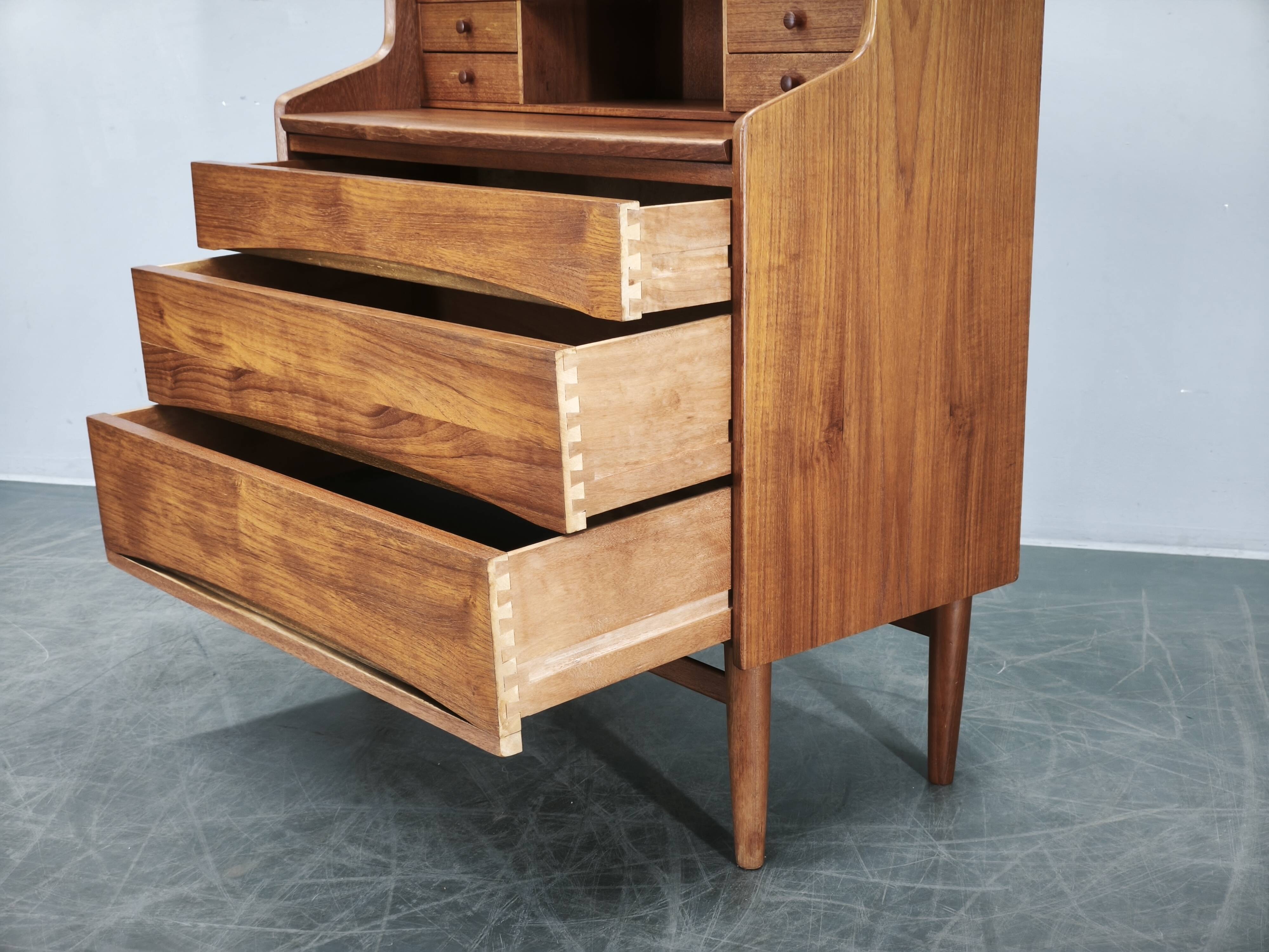 Danish Modern Teak Secretary Writing Desk with Drawers, 1960s