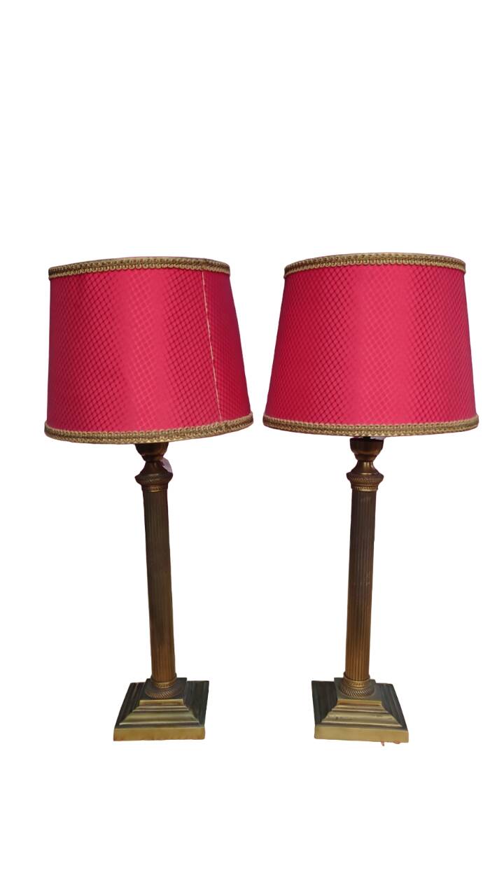 Paires de lampes style empire Abat jour rouge