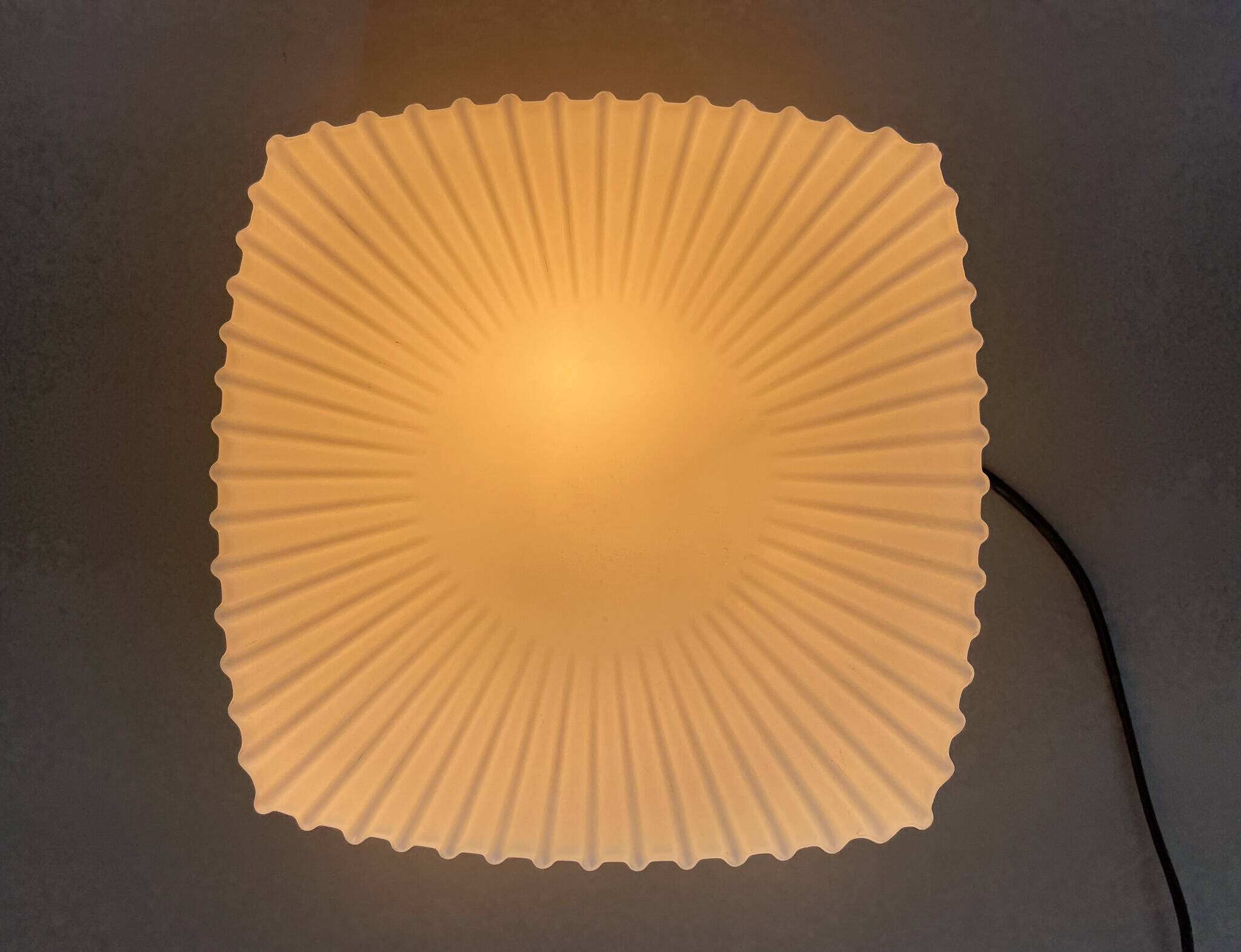 Mid-Century Milk Glass Ceiling Light, Czechoslovakia