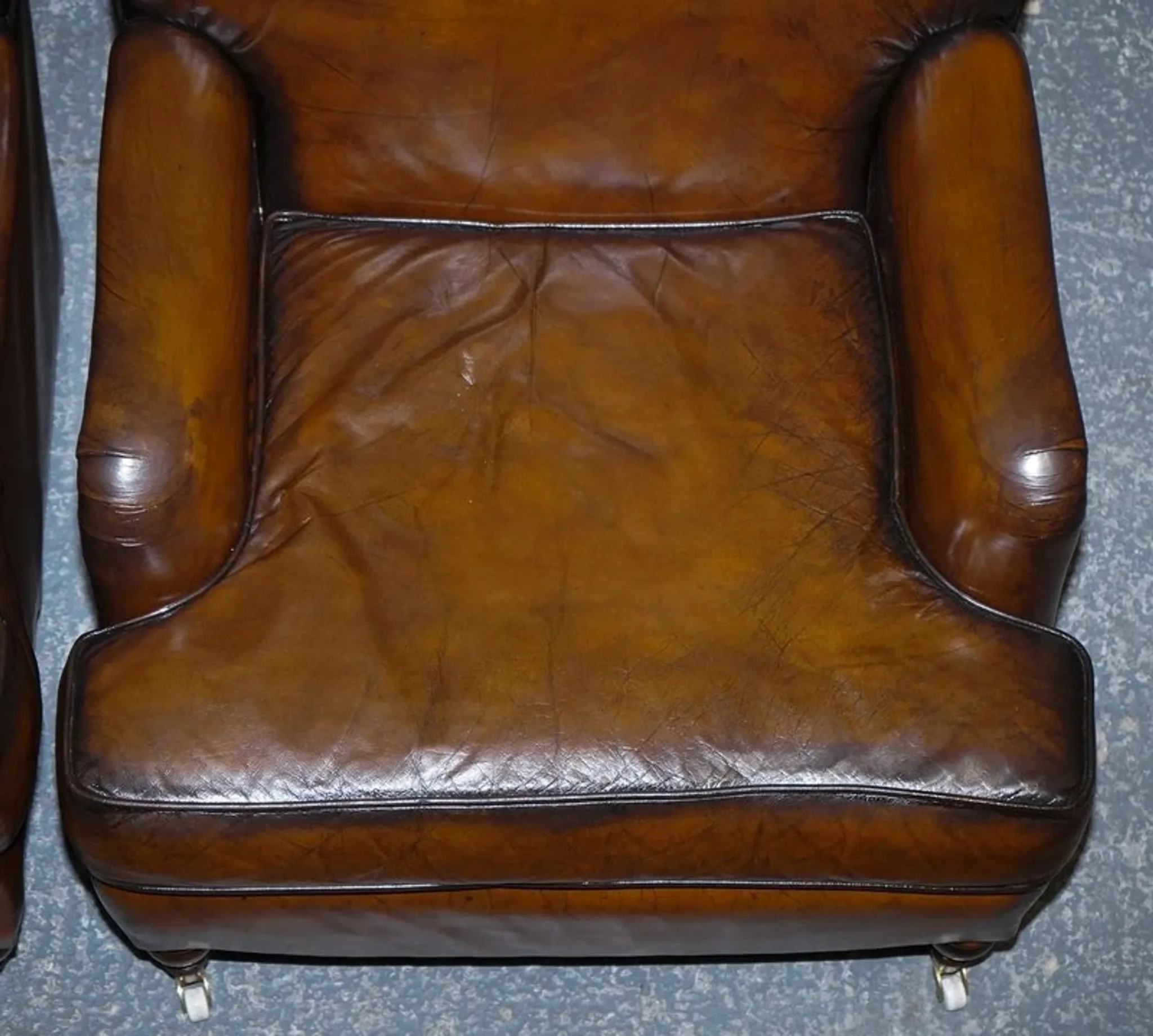 Set of Hand-Dyed Leather Cigar Chairs