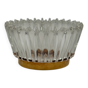 Coupe couronne en verre nervuré avec base en laiton
