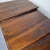 Pyroengraved wooden trundle tables