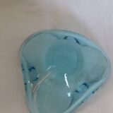 Murano turquoise blue glass trilobed empty pocket ashtray