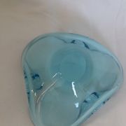 Murano turquoise blue glass trilobed empty pocket ashtray