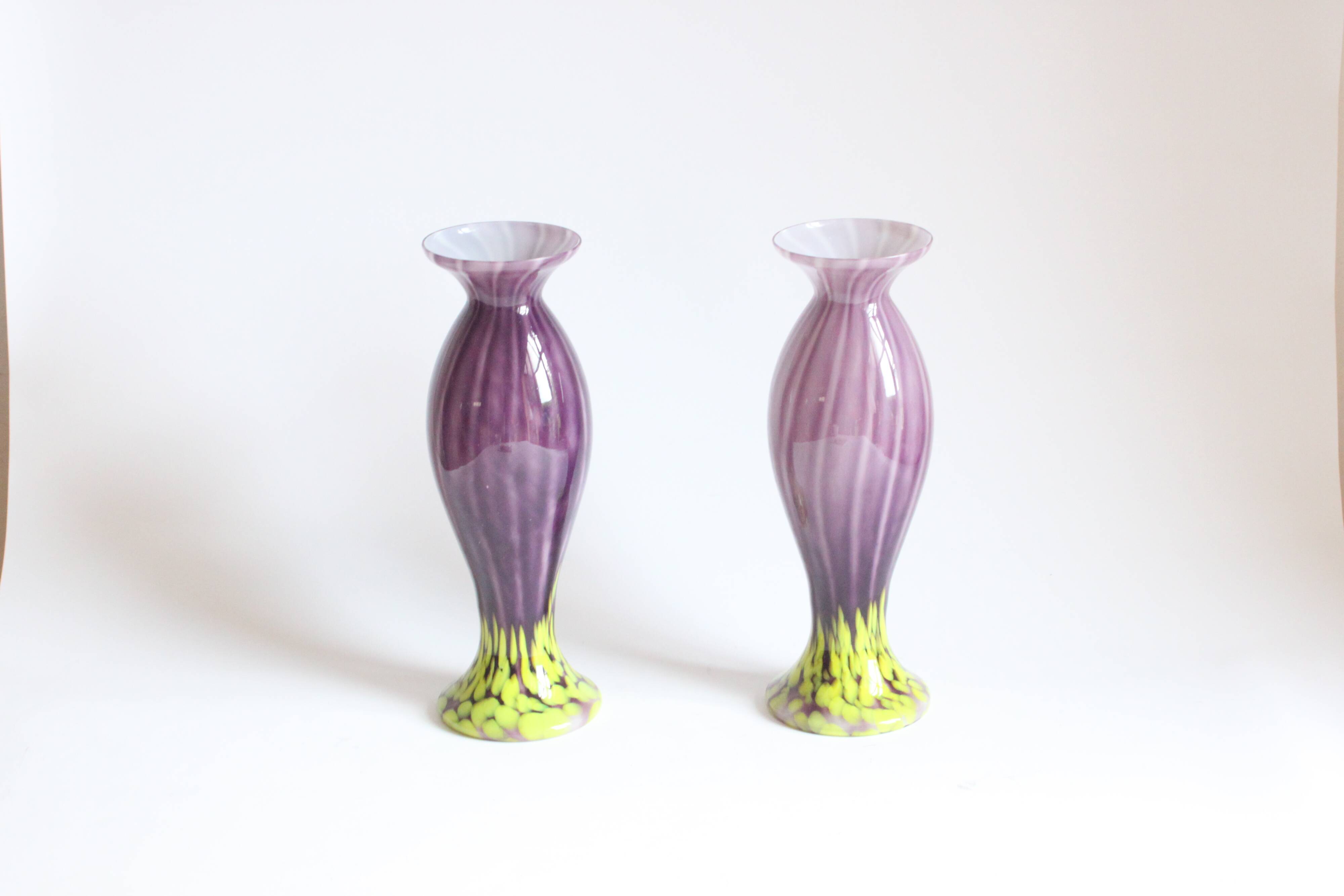 Art Nouveau glass vases by Franz Welz, Czech republic 1930s.
