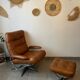 Vintage reclining lounge chair and footrest