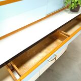 50s vintage kitchen cabinet with brass and formica