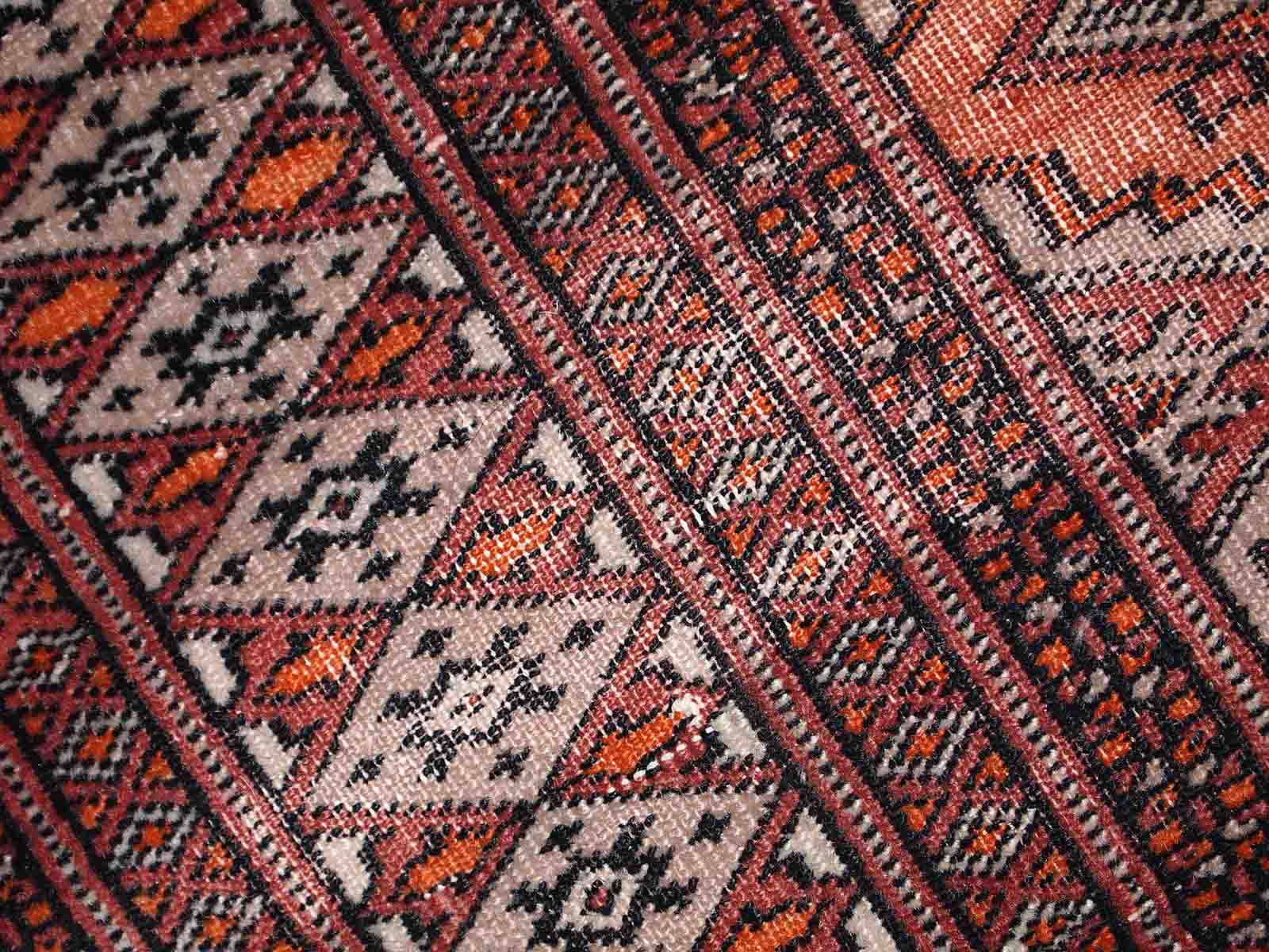 Vintage carpet Uzbek Bukhara handmade 75cm x 132cm 1960s, 1C807