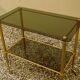 Antique brass serving trolley with smoked glass top, Louis XVI style.