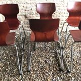 Set of 6 vintage Pagholz Flötotto stackable chairs in Pagwood