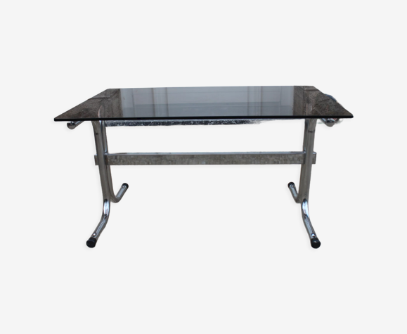 Coffee table chrome and smoked glass