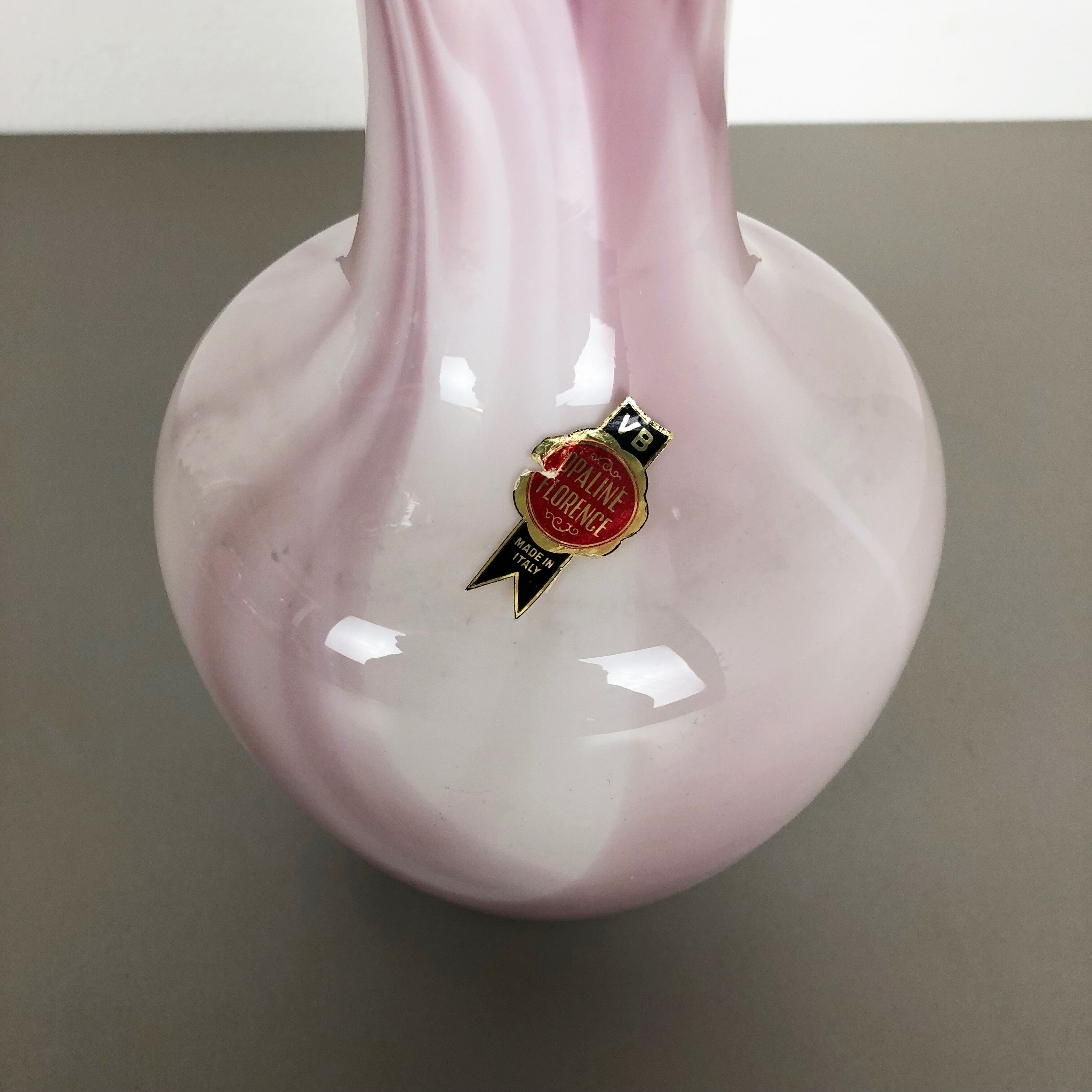 Extra Large Vintage Yellow Opaline Florence Vase Design 1970s, Italie