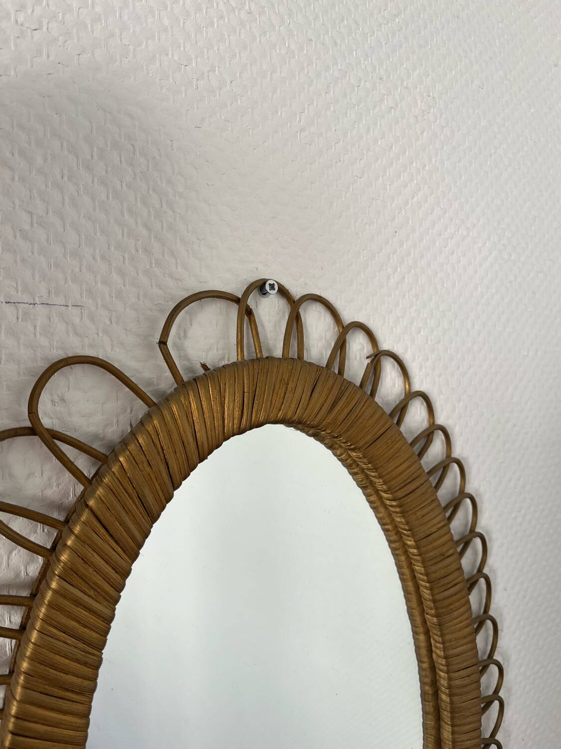 Miroir rotin doré vintage