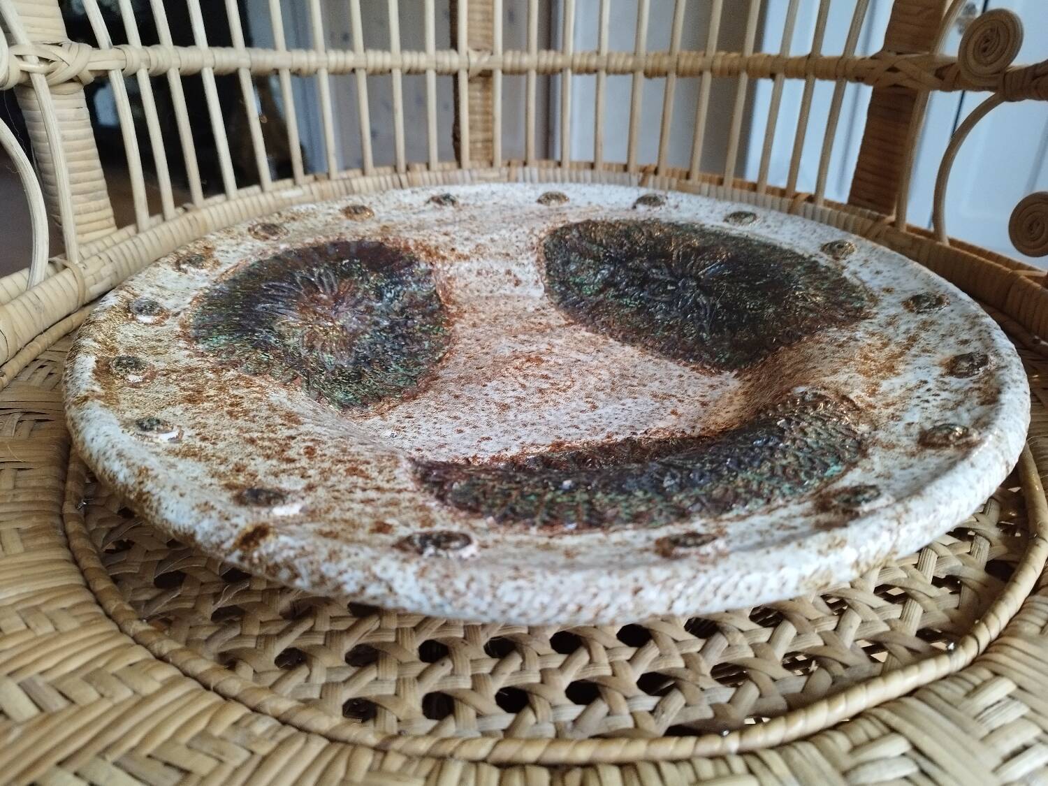 Enamelled ceramic dish by Albert Thiry in Vallauris