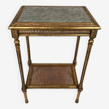 Louis XVI style pedestal table in gilded wood and marble top