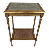 Louis XVI style pedestal table in gilded wood and marble top