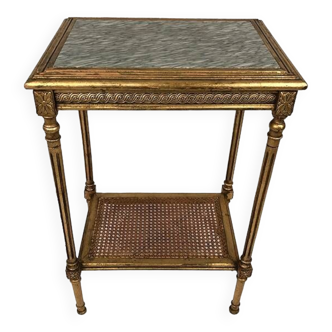 Louis XVI style pedestal table in gilded wood and marble top