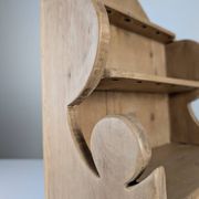 Hand-Carved Folk Art Pine Cutlery Rack with Drawer, 1950s