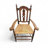 8 (2 x armrest) x ornate wood / bobbin / wicker dining chair / studded chairs