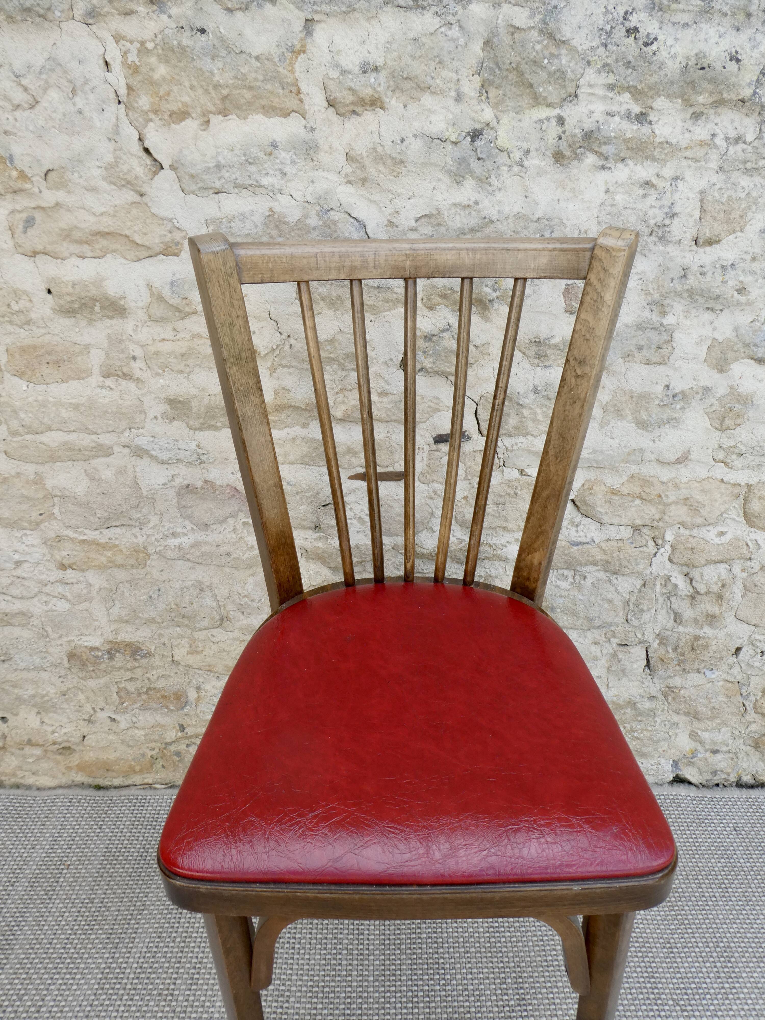 Baumann bistro chair, in wood and skai