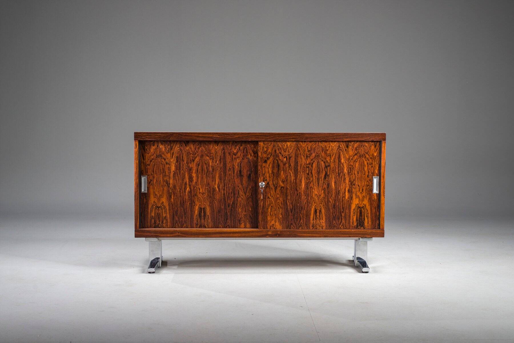 Mid-century wood veneer sideboard with chrome legs, 1960s