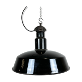 Industrial midcentury black enamel factory lamp, 1950s