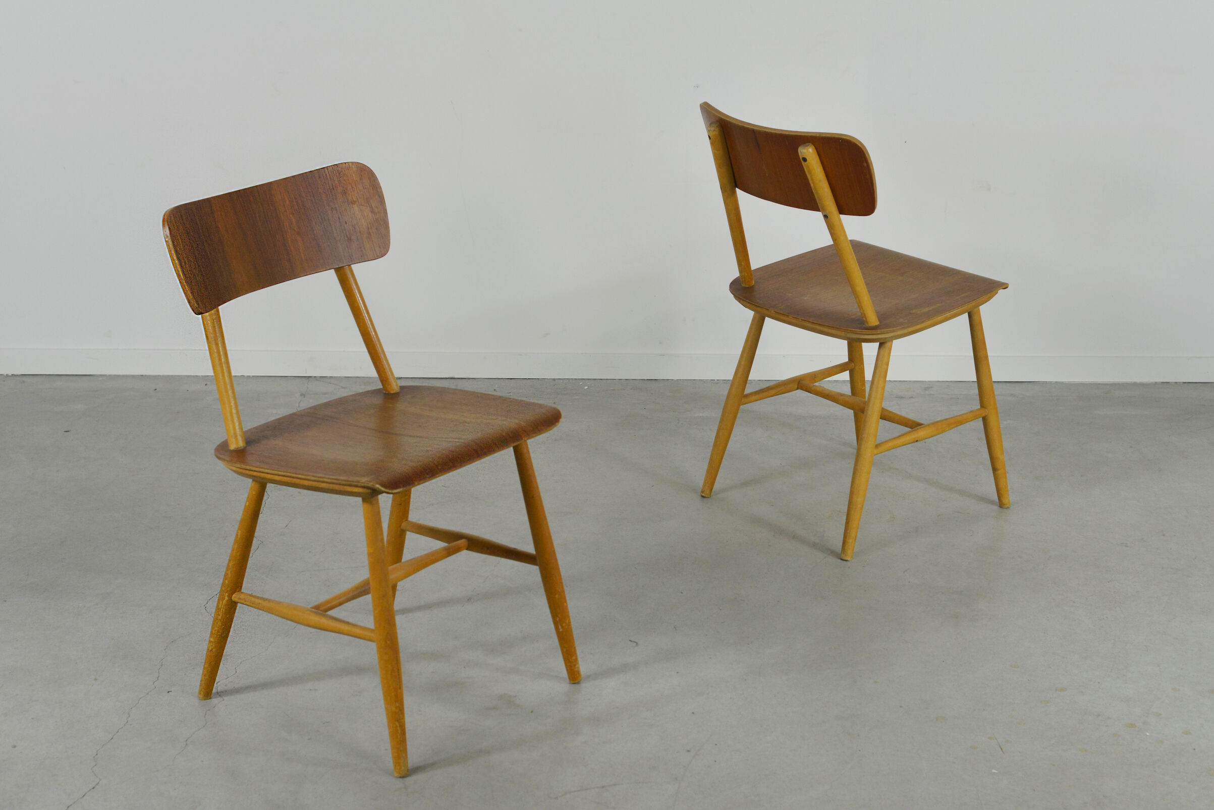 Set of 2 Scandinavian teak chairs 1960s