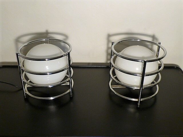 Pair of bedside lamp chrome 1970.