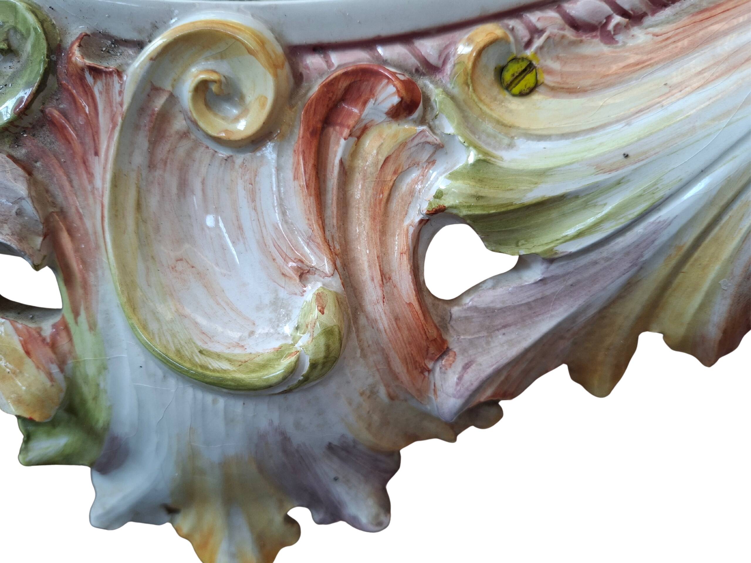 Magnifica Specchiera d’Arte in Ceramica Policroma – Maria Pegoraro per Ricc