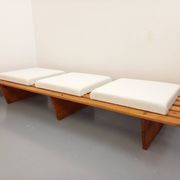 Pair of vintage  Perriand style  pine benches