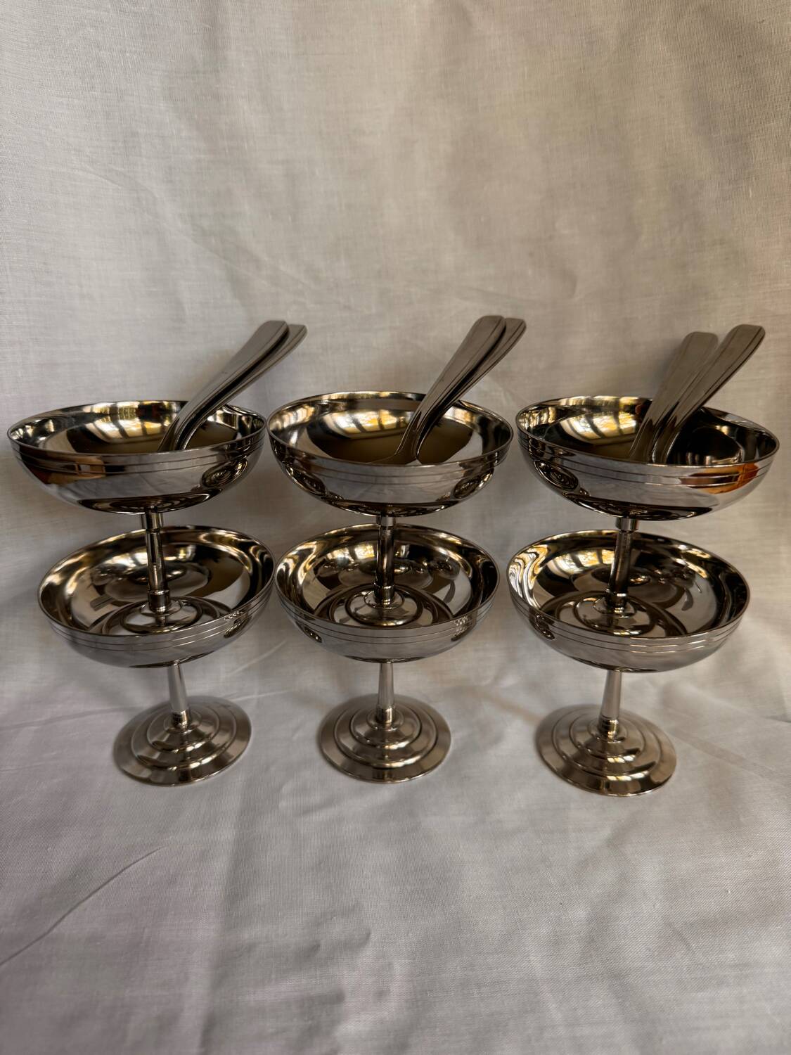 6 coupes à glace Letang Remy et 6 cuillères assorties