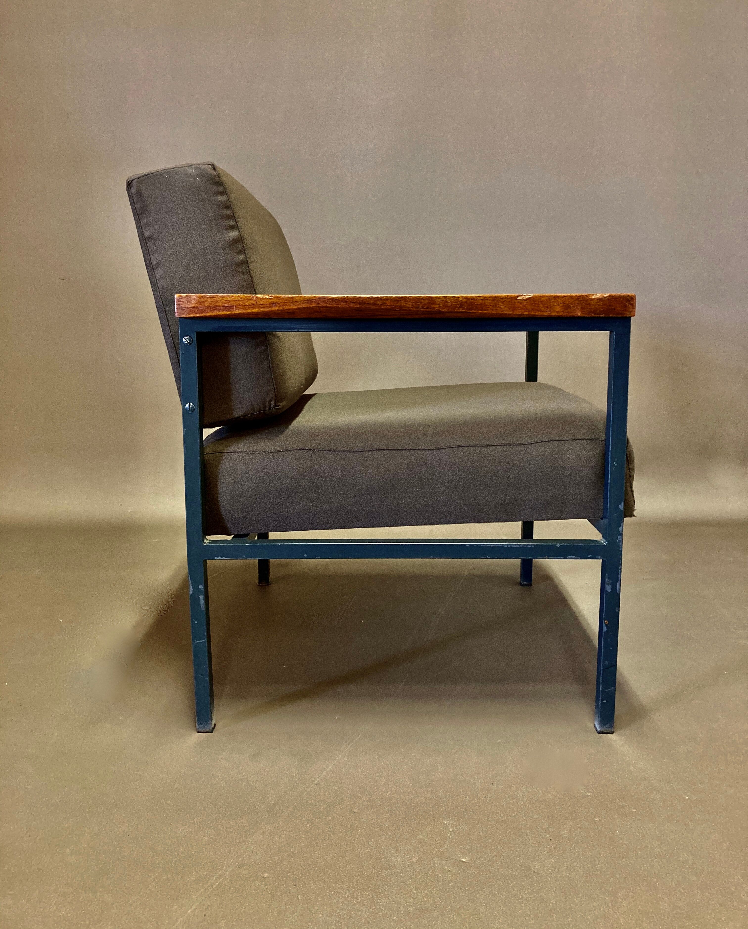 Armchair metal and teak 1950