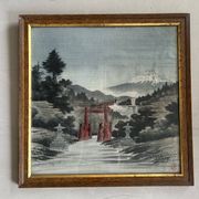 Ancient Japanese drawing on canvas