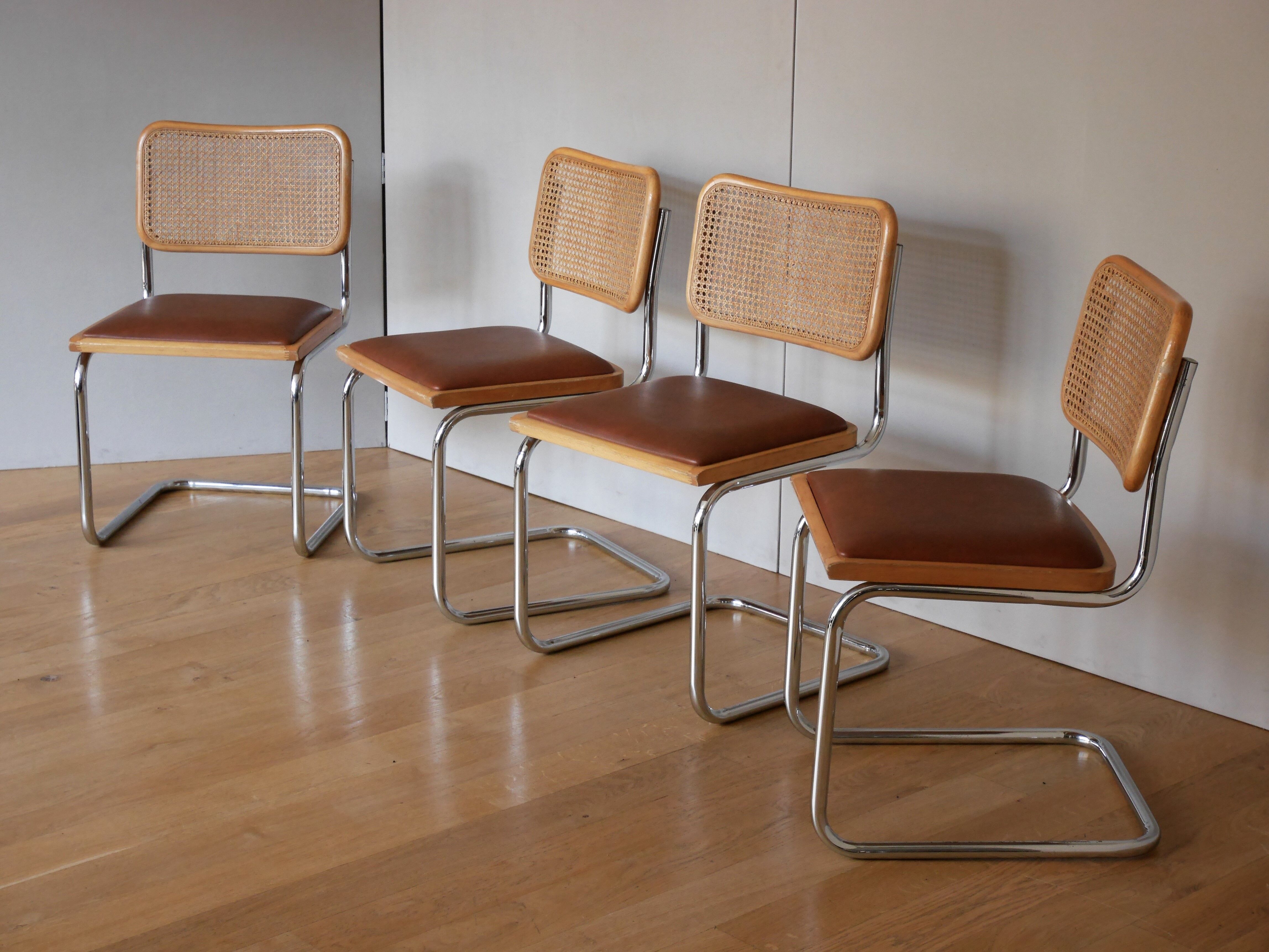 4 chaises Cesca B32 de Marcel Breuer années 70