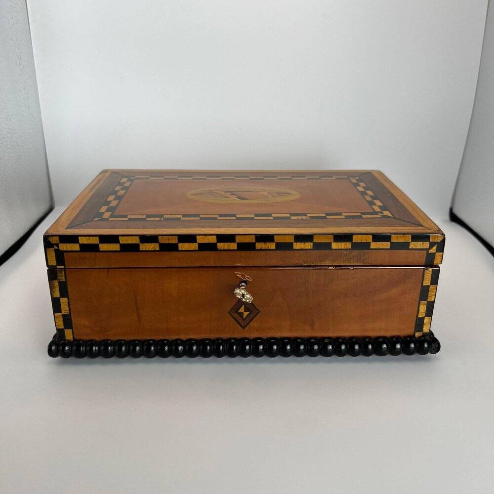 Antique Historicism Box with Birch Inlay, Germany, 1880