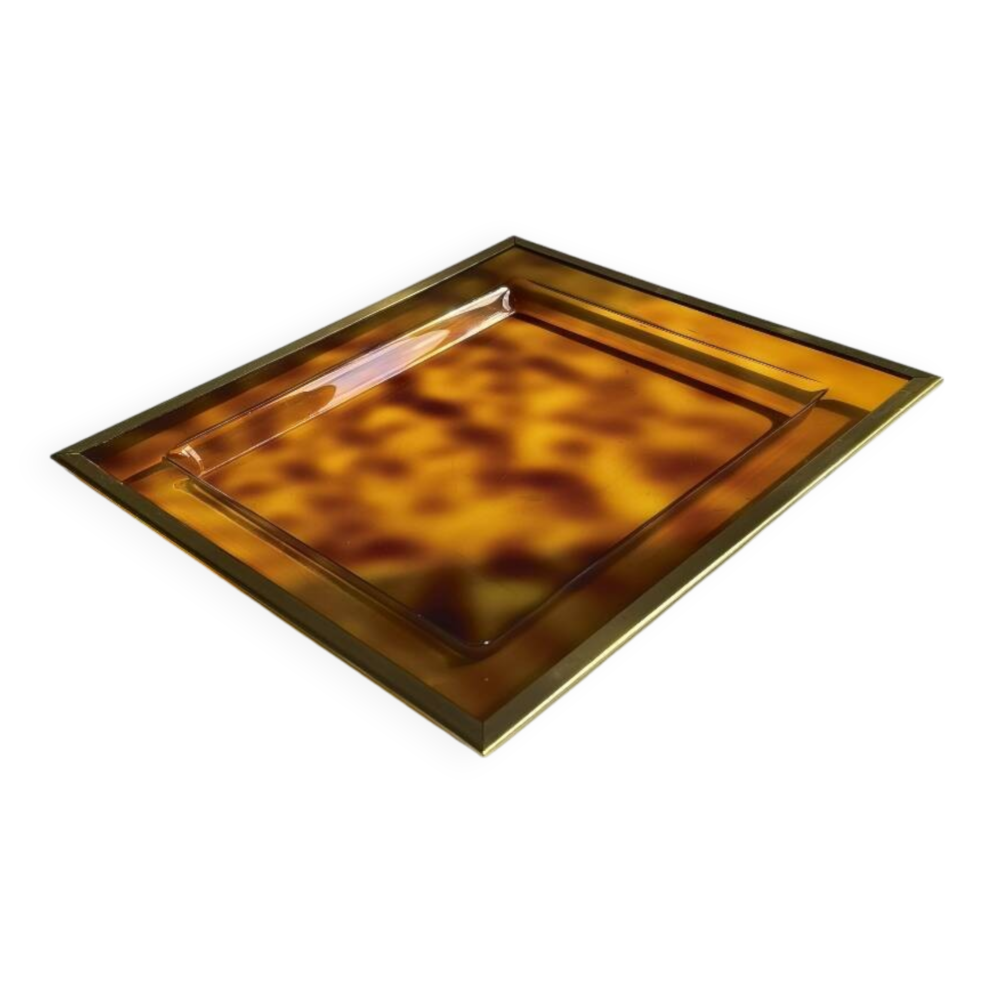 Lucite and gold metal tray by Christian Dior