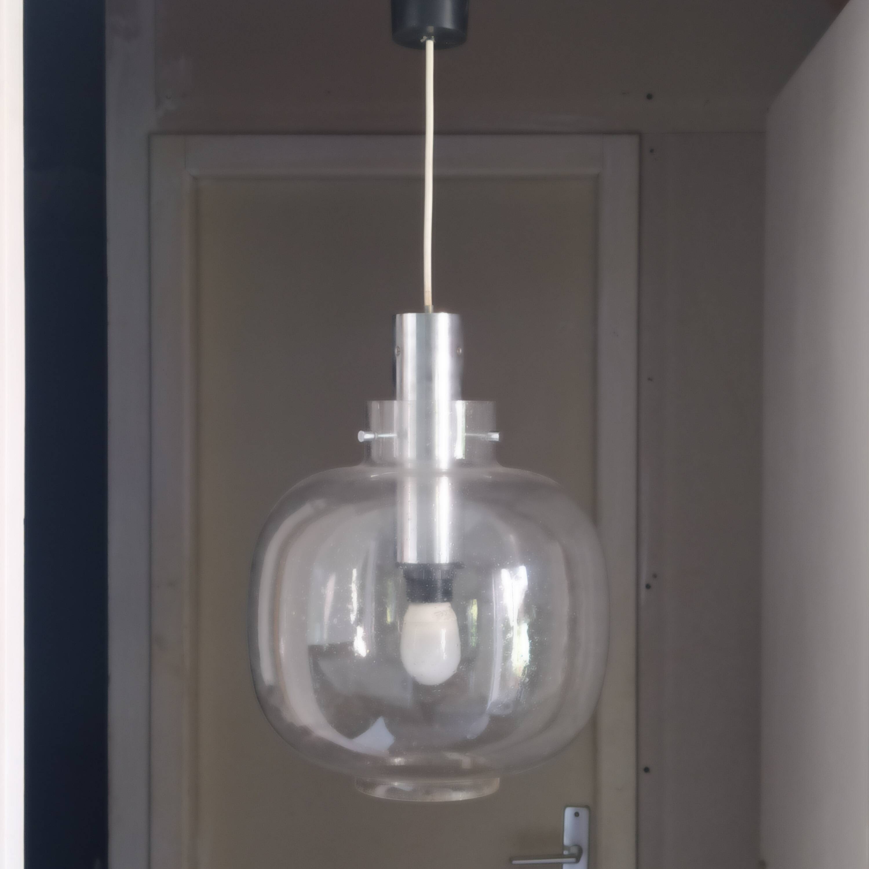 vintage 1970 Limburg bubble glass and chrome pendant light