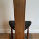 Pair of High Back Chairs, Exotic Wood & Black Leather, Scandinavian, varnished