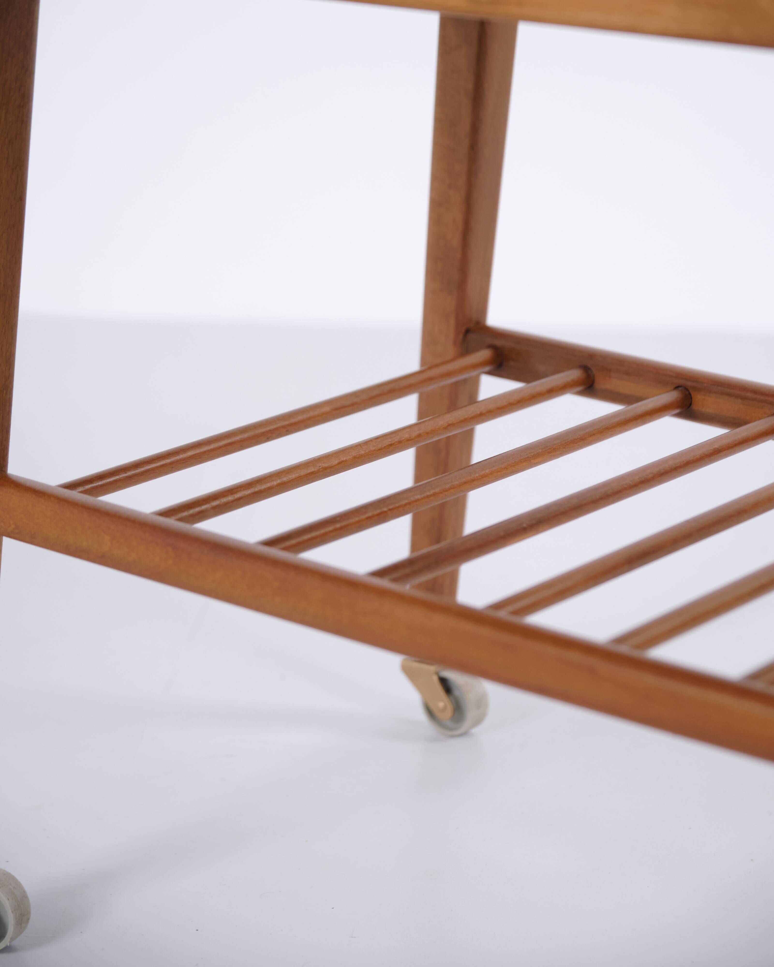 Side table with shelf on wheels - teak - Danish design - 1960s