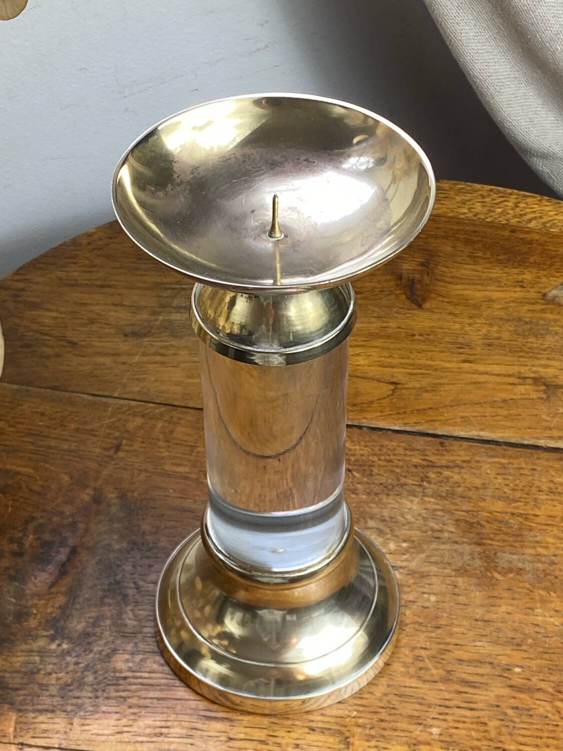 Lucite and brass candlestick, 1960s/70s