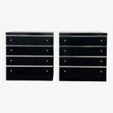 Pair of black and chrome 4-drawer chests of drawers